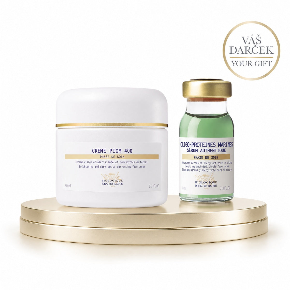 PROMO SADA PIGM400 - KREM PIGM 400 50ml + Serum Oligo Proteines Marines 8ml darček pre vás – Biologique Recherche Bratislava Slovensko